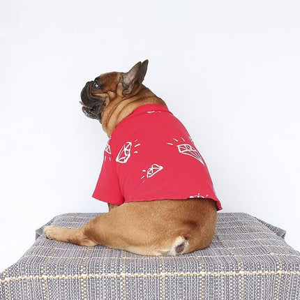 iChoue English Bulldog T Shirts Clothes for Medium Dogs Large French Frenchie Pug English Pitbull Boston Terrier - Red Diamond, XL