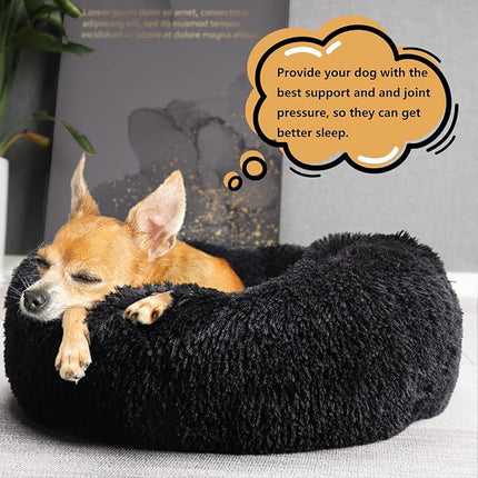 nononfish Puppy Beds for Small Dogs Washable 19" Black Calming and Anxiety Pet Beds Fluffy and Plush Durable Small Dog Bed