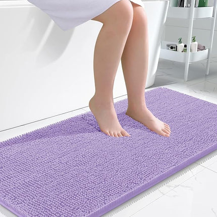 OLANLY Bathroom Rugs 47x24, Extra Soft Absorbent Chenille Bath Rugs, Rubber Backing Quick Dry, Machine Washable Bath Mats for Bathroom Floor, Tub and Shower, Home Decor Accessories, Lavender