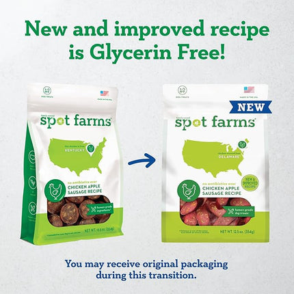 Spot Farms Chicken Apple Sausage Healthy All Natural Dog Treats Human Grade Made in USA 12.5 oz