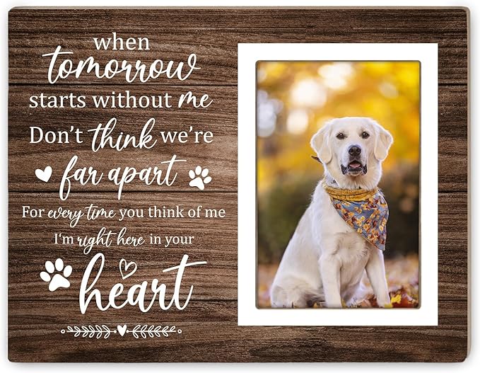 Pet Memorial Picture Frame, Pet Dog Memorial Picture Frame, Pet Cat Photo Frame, Photo Frame Gift for Dog Owners Sympathy for Loss of Pets Photo 4x6Inch12P039