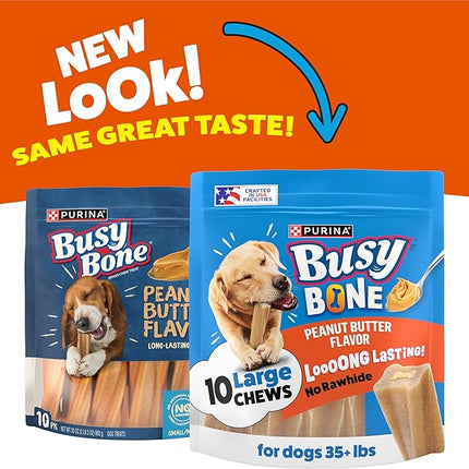 Purina Busy Bone Adult Dog Chew Bone Treats, Peanut Butter - 10 ct. Pouch
