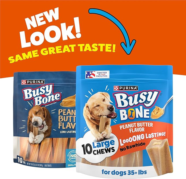 Purina Busy Bone Adult Dog Chew Bone Treats, Peanut Butter - 10 ct. Pouch