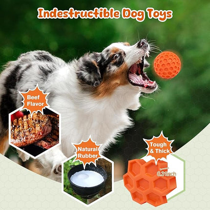 Squeaky Dog Toys for Aggressive Chewers, Indestructible Dog Balls for Aggressive Chewers, Squeaky Balls for Dogs, Interactive Toys for Large Dogs to Relax