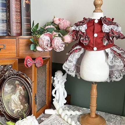 Fashion Sweet Puppy Dog Lace Princess Dress for EXTRAL Small and Small Dog E-red X-Small