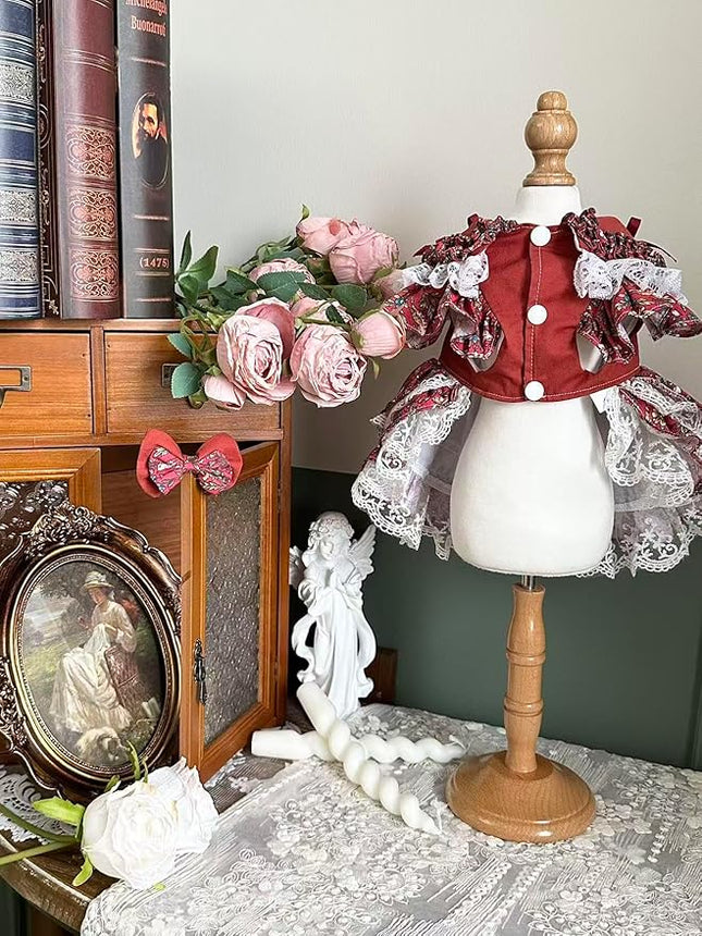 Fashion Sweet Puppy Dog Lace Princess Dress for EXTRAL Small and Small Dog E-red Medium