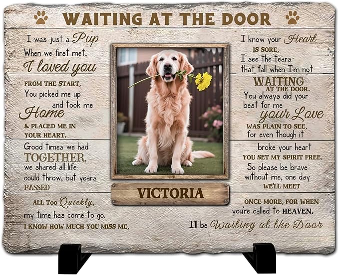 Personalized Pet Memorial Stone, Custom Dog Memorial Gifts for Loss of Dog with Photo Name Date, Dog Remembrance Gift, Loss of Dog Sympathy Gift for Dog Cat Lovers (Quote 1)