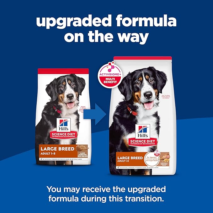 Hill's Science Diet Large Breed Adult Dry Dog Food 1-5, Quality Protein for Joint Support & Lean Muscles, Lamb & Brown Rice Recipe, 33 lb. Bag