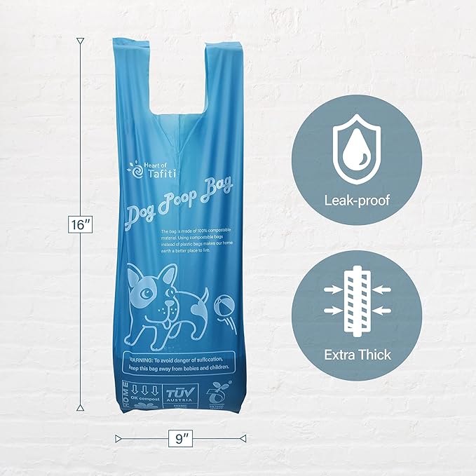 Dog Poop Bags with Handles, Dog Poop Bags Rolls-180 Counts, Doggie Poop Bags, Dog Waste Bags, Certified Compostable, Extra Thick & Leak Proof, Unscented, Eco-Friendly 9 x 13 Inches