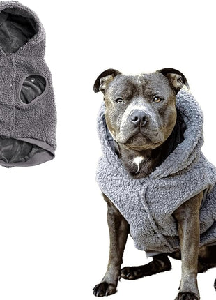 Spark Paws Fleece Dog Jacket, Hooded Sweater Vest, Warm Coat for Winter - Suitable for Small Medium Large XL XXL Breeds - Grey - 3XL