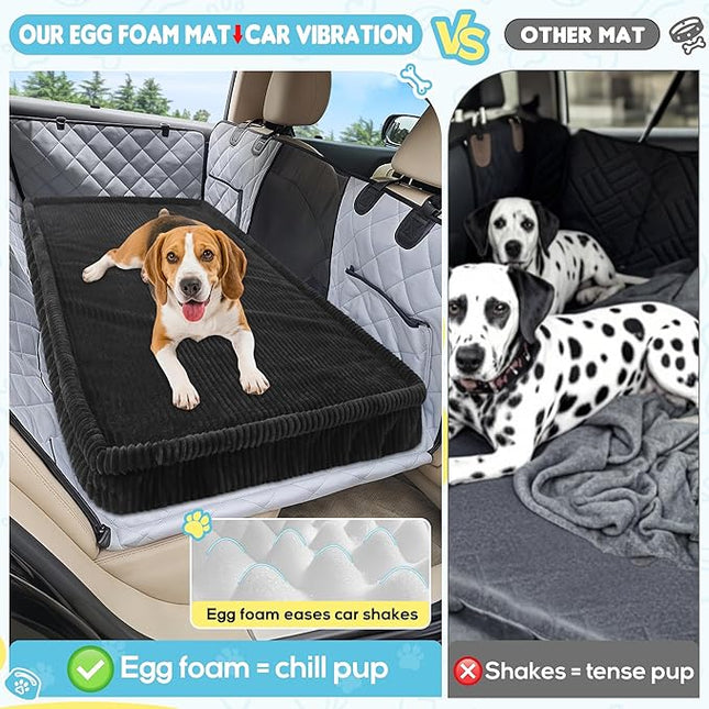 Loiion Dog Car Bed, Non-Slip Backseat Extender Pet Mat, Removable Washable Dog Bed for SUVs, Sedans & Trucks, Anti-Slip Travel Mat for Dogs, Easy Clean & Scratch-Proof & Comfort Black (50"×24.6")