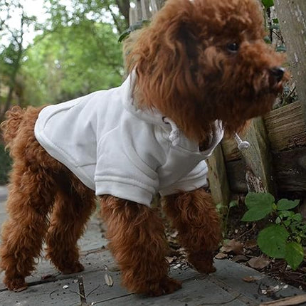 Lovelonglong Blank Basic Hoodie Sweatshirt for Dogs 100% Cotton Fits Small Medium Dachshund Large Dog Off White XXL