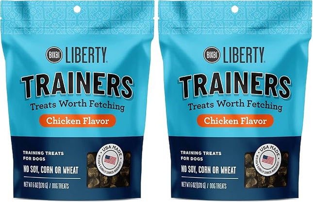 BIXBI Liberty Trainers, Chicken (6 oz, 1 Pouch) - Small Training Treats for Dogs - Low Calorie and Grain Free Dog Treats, Flavorful Pocket Size Healthy and All Natural Dog Treats (Pack of 2)