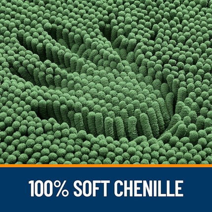 OLANLY Toilet Rugs U-Shaped 24x20, Extra Soft Absorbent Chenille Contour Bathroom Rugs for Toilet, Dry Quickly, Machine Washable, Non-Slip Bath Mat, Olive Green