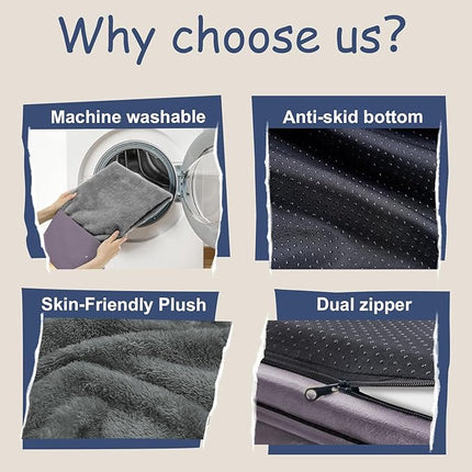 Large Orthopedic Dog Beds, Waterproof Dog Bed with Removable Cover, 4-Sides Removable Bolster Pet Soft Sofa with Nonskid Bottom, Washable Pet Beds for Large Dogs, Purple