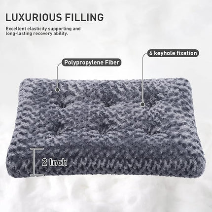 KSIIA Washable Dog Bed Deluxe Plush Dog Crate Beds Comfy Kennel Pad Anti-Slip Pet Sleeping Mat for Large, Jumbo, Medium, Small Dogs Breeds, 17" x 12", Dark Grey