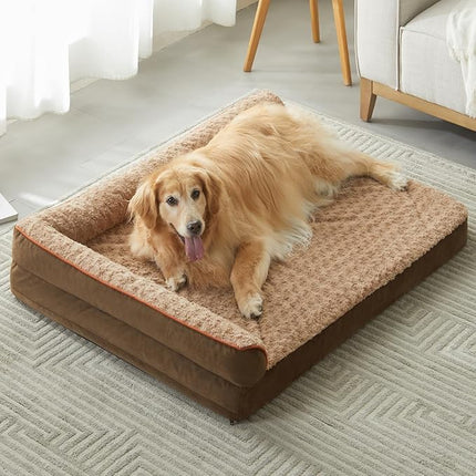 BFPETHOME Orthopedic Dog Beds for Extra Large Dogs, Waterproof Sofa XXL Dog Bed with Sides, Non-Slip Bottom and Egg-Crate Foam Big Dog Couch Bed with Washable Removable Cover,