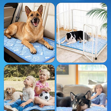 Rywell Dog Cooling Mat 2.0,44 * 32 Thicken Cooling Mat for Extra Large Dog, Internal Waterproof& Endothermic Color Changing Arc-Chill Cool Fiber(QMAX>0.5) for Pet in Summer, Washable, Non-Toxic