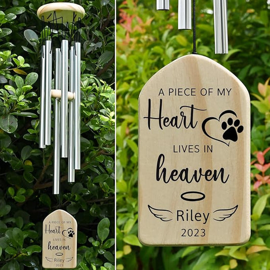Dog Memorial Gifts, Jocidea Personalized Pet Memorial Wind Chime, Loss of Dog Sympathy Gift, Pet Remembrance Gifts, in Memory of Dog Cat, Loss of Pet - Lives in Heaven