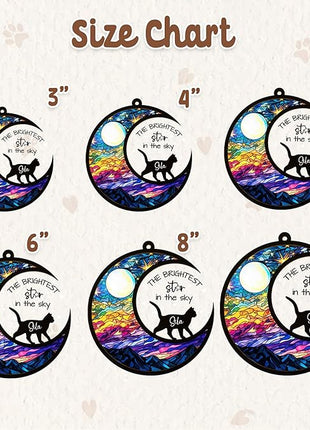 Cat Memorial Suncatcher Personalized Name Pet Ornament Window Car Hanging Sympathy Gift for Loss of Pet Bereavement Keepsake Remembrance Gifts for Cat Lovers Outdoor Decor