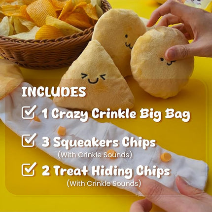 YEPPUPPY Sniffing Play for Mental Stimulation& Hide & Seek Plush Treat Dispenser – Boredom-Busting Interactive Burrow Dog Toy – Snuffle Puzzle Enrichment Gamewith Crinkle Chip Bag Design