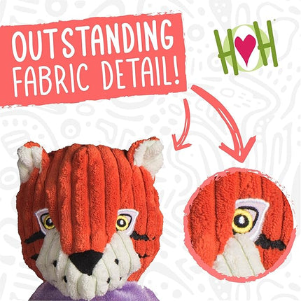 HuggleHounds Knottie Plush Dog Toy - Stuffed Animal Toy, Puppy Toys, Squeaky Dog Toy for Small, Medium & Large Dogs, Durable Plush to Keep Busy, Officially Licensed - Clemson Uni Tiger, Small