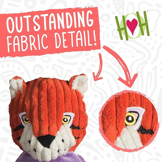 HuggleHounds Knottie Plush Dog Toy - Dog Stuffed Animal Toy, Puppy Toys, Squeaky Dog Toy for Small, Medium & Large Dogs, Durable Plush to Keep Them Busy, Officially Licensed - Mike The Tiger, Large