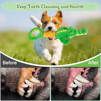 Large Dog Toys, Plush Squeaky Dog Toy with Crinkle Paper and Tug of War Handle, Interactive Puppy Toys for Small, Medium and Large Dogs