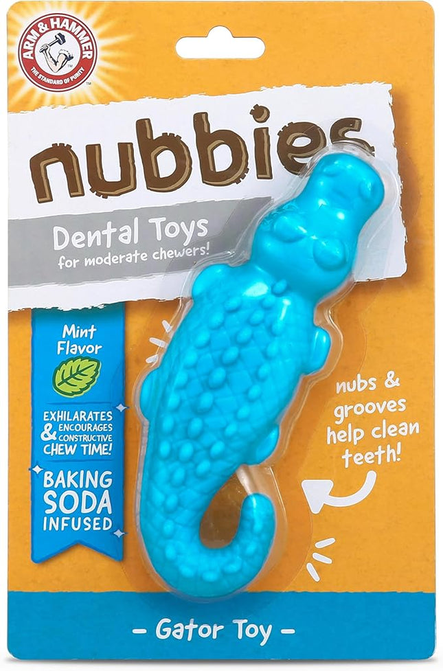 Arm & Hammer for Pets Nubbies Dental Toys Gator Dental Chew Toy for Dogs Best Dog Chew Toy for Moderate Chewers Reduces Plaque & Tartar Buildup Without Brushing, Gator (Pack of 1)