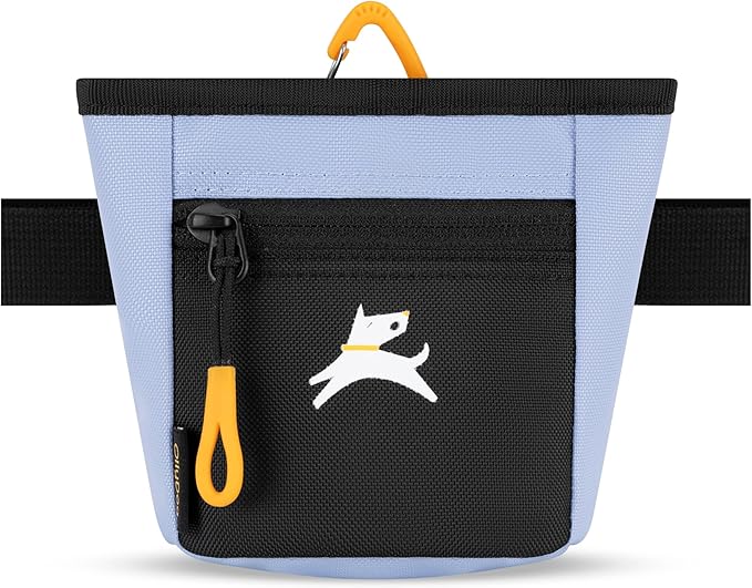 OllyDog Goodie Treat Bag, Dog Treat Pouch, Waist Belt Clip for Hands-Free Training, Magnetic Closure, Dog Training and Behavior Aids, Three Ways to Wear (Blue Heron)