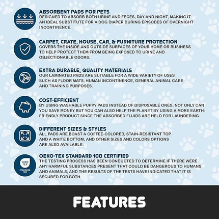 EZwhelp Reusable Dog Pee Pads - Waterproof Training Pads for Dogs - Washable & Sanitary - Rounded Corners - Laminated, Lightweight, Durable - Pet Essentials for Puppy Training and Whelping - 20" x 27"