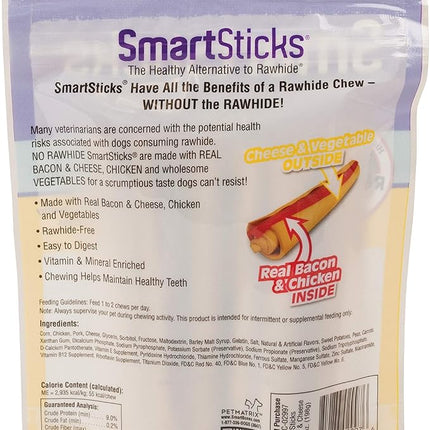 SmartBones SmartSticks, Treat Your Dog to a Rawhide-Free Chew Made With Real Bacon and Cheese, 10 count