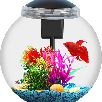 3-Gallon Aquarium Starter Kit, Ideal for Betta Fish and Other Tropical Fish, Includes Power Filter, LED Light, Hood, and Illustrated User Set Up Guide, Impact-Resistant Plastic