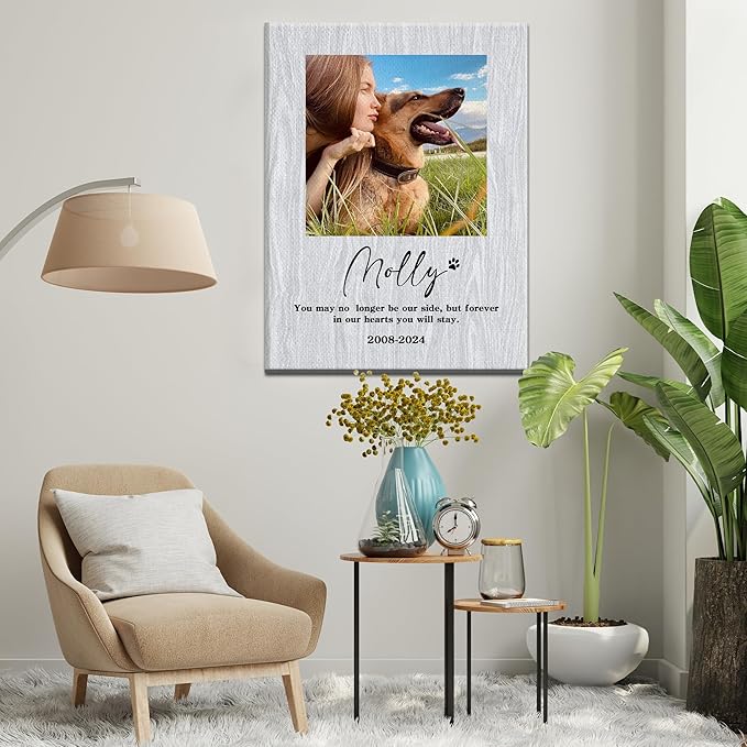 Personalized Pet Memorial Gifts for Dogs Customized Gifts for Dogs Cats Custom Loss of Pet Sympathy Gift Canvas Dog Loss Gift Canvas with Picture Name