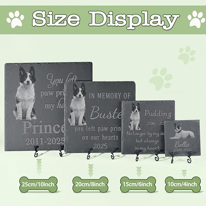Personalized Pet Memorial Stone, Dog Memorial Gifts, Pet Loss Sympathy Gift, in Memory of Dog Cat - in Memory of Pet（Square）