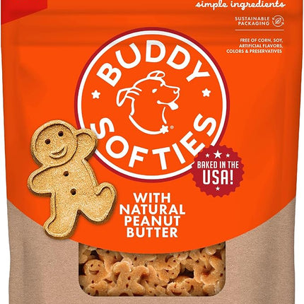 Buddy Biscuits Softies 8 oz Pouch, Soft & Chewy, Natural Peanut Butter Flavor Dog Treats, Oven Baked in The USA