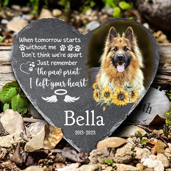 Gabita Custom photo Dog Memorial Stone, Pet Memorial Gifts for loss of Dogs, Personalized Pet Grave Markers Headstone Cemetery Decorations for Dog