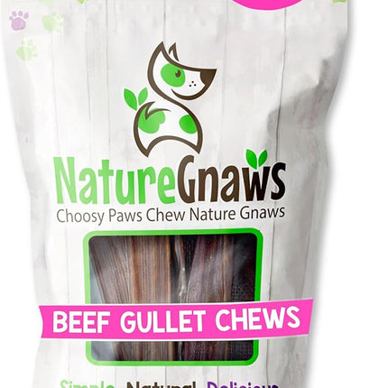 Nature Gnaws Beef Gullet Chews for Small Dogs 4-5" (50 Count) - Natural Beef Jerky Stick Dog Chew Treats - Rawhide Free