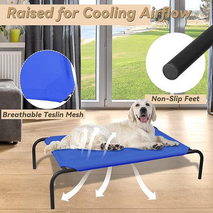 PHYEX Elevated Dog Bed for Large Dogs, Raised Dog Bed with Breathable Mesh for Indoor & Outdoor Use, Non Slip, Easy to Clean, 50.5 Inches, Blue