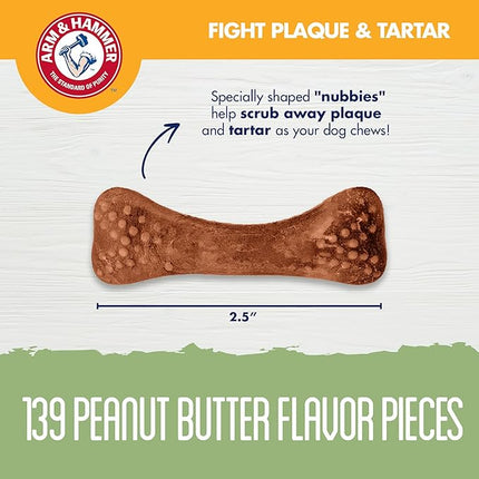 Arm & Hammer for Pets Nubbies Dental Treats for Dogs with Baking Soda and Calcium, Treat Chews Help Fight Bad Breath, Plaque & Tartar, Peanut Butter, Value Bucket, 139 Pcs (Packaging may vary)