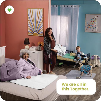 IMPROVIA® Washable Underpads, Heavy Absorbency Reusable Incontinence Pads for Kids, Adults, Elderly, and Pets - Waterproof Protection Floor White & White (4 Pack - 34x36)