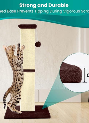 Cat Scratching Post 32 Inch for Indoor Large Cats and Kitten, Nature Sisal Tall Cat Scratch Post, Sisal Cat Scratcher Improve Cat's Scratching Habits and Protect Your Furniture, Beige