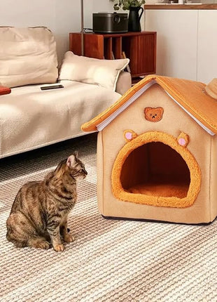 Cat House Inside Cat Sleeping Tent Dog House Bed Indoor with Non-Slip Bottom 15.75inch Orange