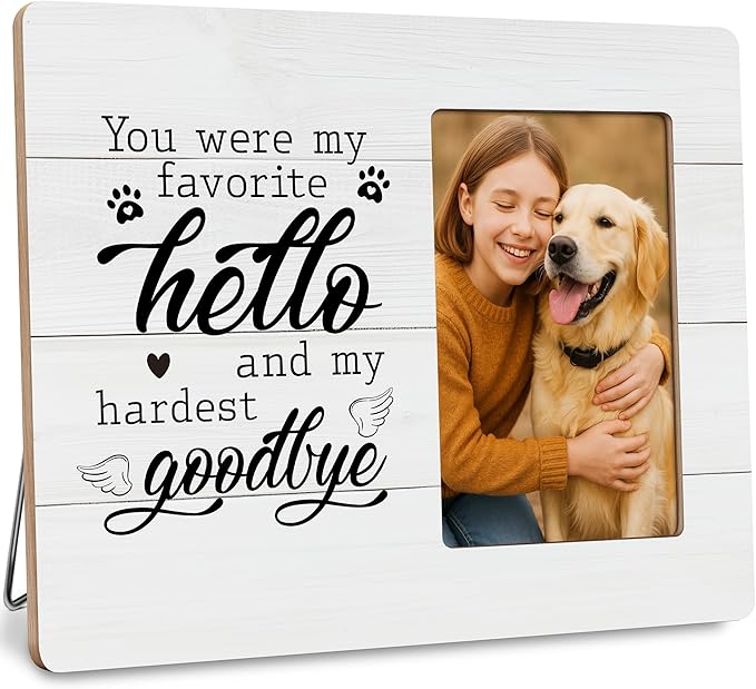 Pet Memorial Gifts for Dogs Remembrance Picture Frame, Loss of Dog Sympathy Gift, My Hardest Goodbye Frames Fits 4x6 Photo
