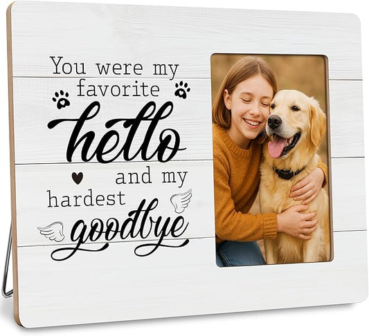 Pet Memorial Gifts for Dogs Remembrance Picture Frame, Loss of Dog Sympathy Gift, My Hardest Goodbye Frames Fits 4x6 Photo