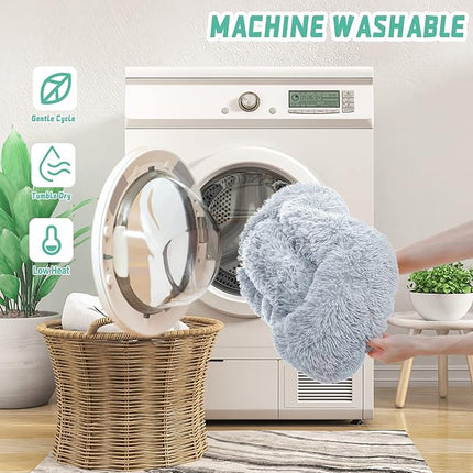 NOYAL Calming Donut Dog Bed for Small to Medium Dogs & Cats - Plush Faux Fur Anti-Anxiety Pet Bed with Machine Washable Cover & Non-Slip Base