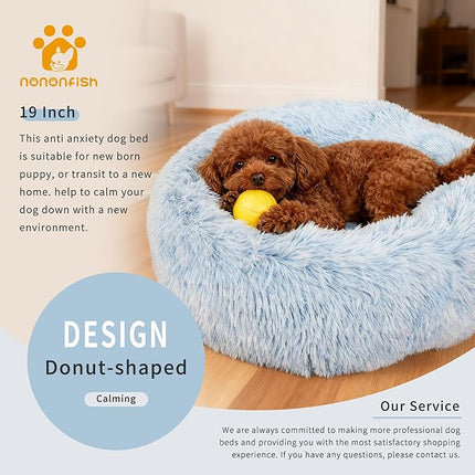 nononfish Puppy Beds for Small Dogs Washble 19 Inches Extra Small Anti-Anxiety for Calming Dog Doggie Bed Luxury Gradient Blue