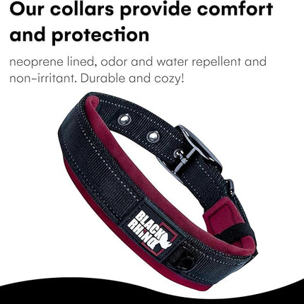Black Rhino - The Comfort Collar Ultra Soft Neoprene Padded Dog Collar for All Breeds - Heavy Duty Adjustable Reflective Weatherproof (XLarge, Burgundy/Bl)