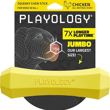 Playology Dog Toys | Durable Squeaky Chew Stick for Dogs | Jumbo Chicken Scented Toy - Easy to Clean and Made from Non Toxic Materials