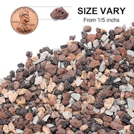5lbs Mix Horticultural Lava Rocks for Plants, 1/5 Inch Potting Soil Amendment for Succulents, Cacti, Bonsai, Decorative Gravel Plant Drainage Volcanic for Terrarium, Top Dressing
